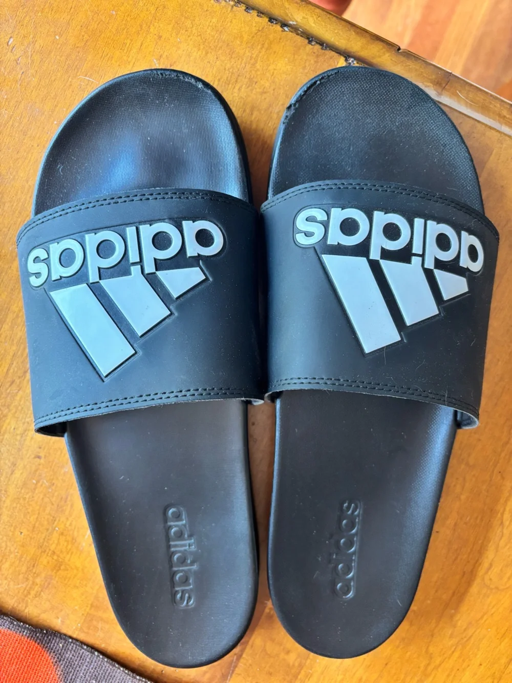 adidas Black Slides with White Logo